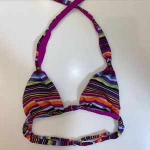 Multi-Colored Striped Bikini Top